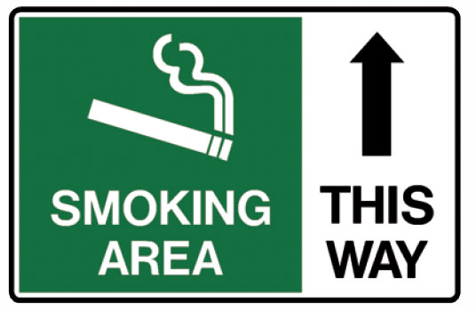 No Smoking Signs - Smoking Area This Way