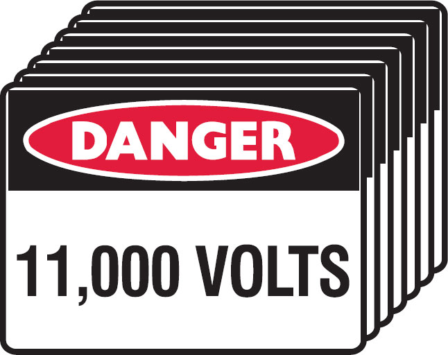 7 Pack Safety Signs  - 11,000 Volts