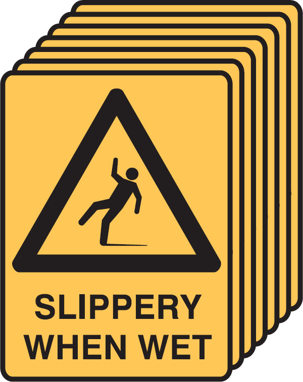 7 Pack Safety Signs  - Slippery When Wet