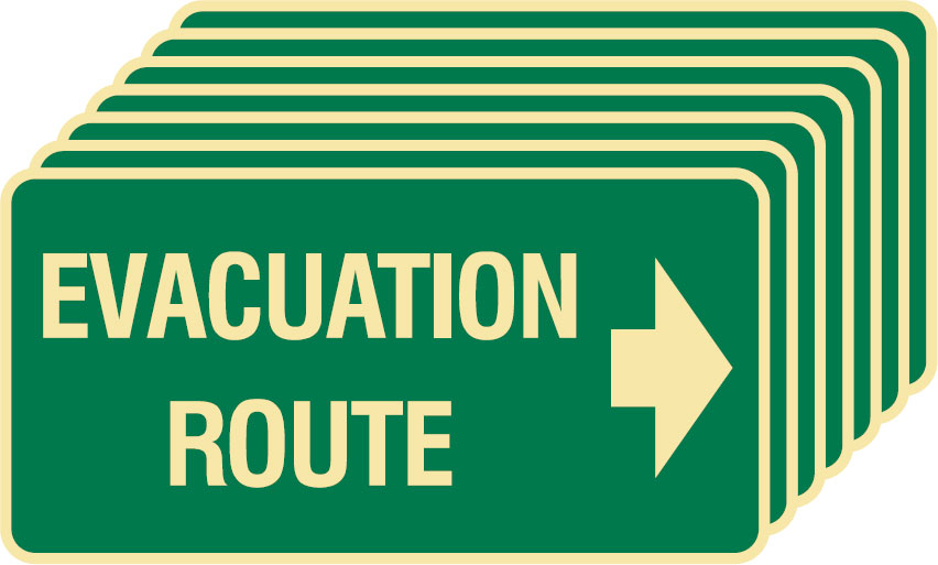 7 Pack Safety Signs  - Evacuation Route