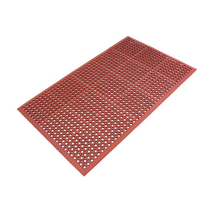 Mattek Safety Cushion Wet Area Anti-Fatigue Mat With Holes Rubber 900 x 1500mm Terracotta