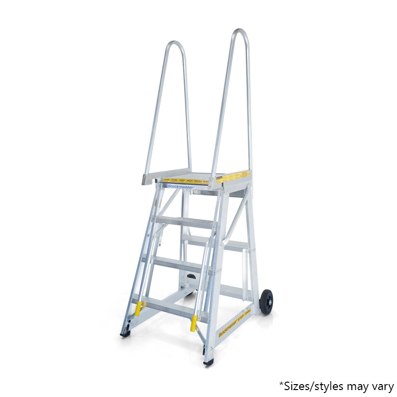 Stockmaster Step-Thru Mobile Platform Ladder, 820mm (W) x 1145mm (H) x 1005mm (D), 150kg
