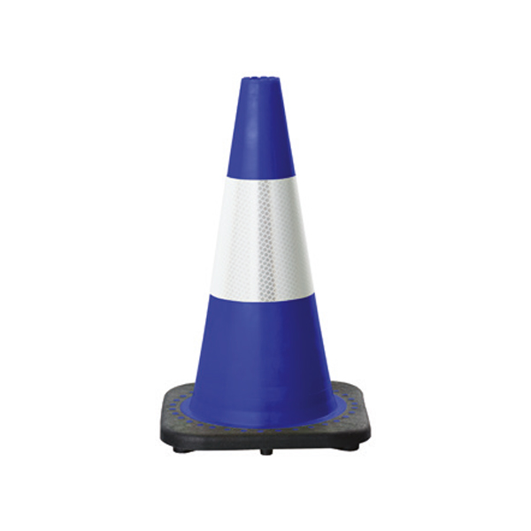 Traffic Cone with 3M Hi-Vis Reflective Collar 450mm Blue