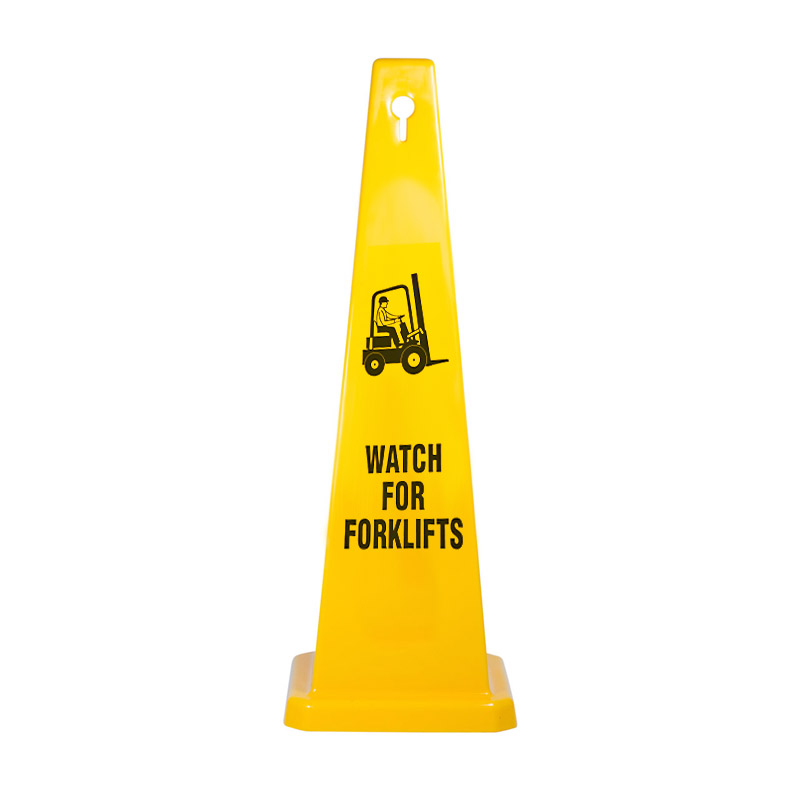 Safety Floor Cone/Sign - Watch For Forklifts Yellow 89cm