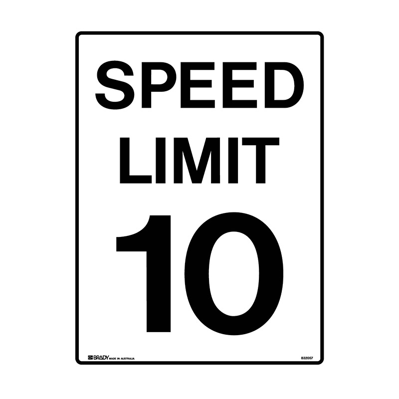 Traffic Control Sign - Speed Limit 10 - 450x600mm C2 ALUM