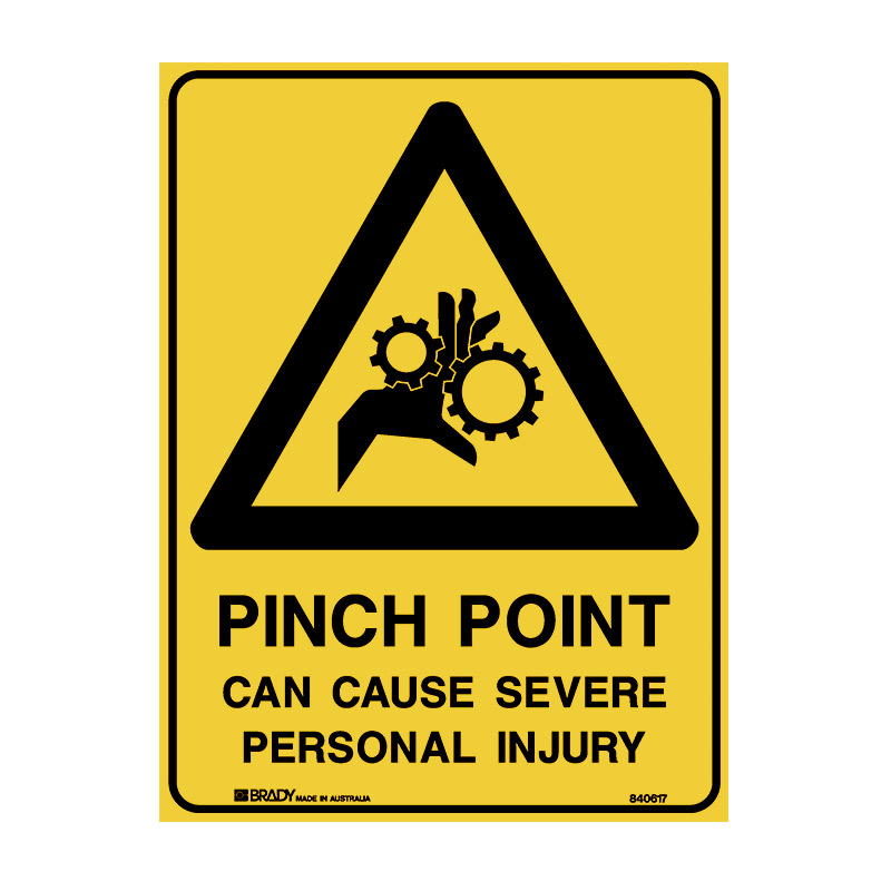 Warning Sign - Pinch Point Can Cause Severe Personal Injury - 180x250mm SS