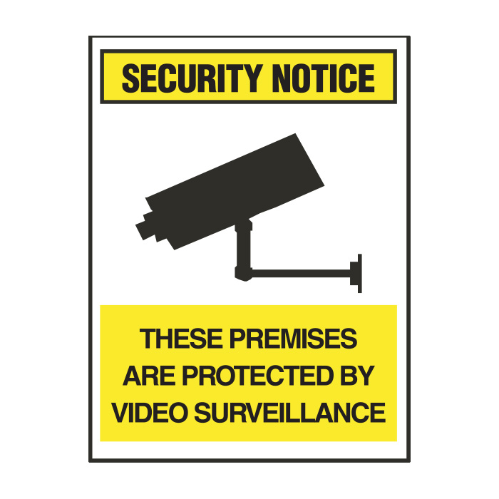 Security Notice Sign - These premises are protected by video surveillance - 300x450mm MTL