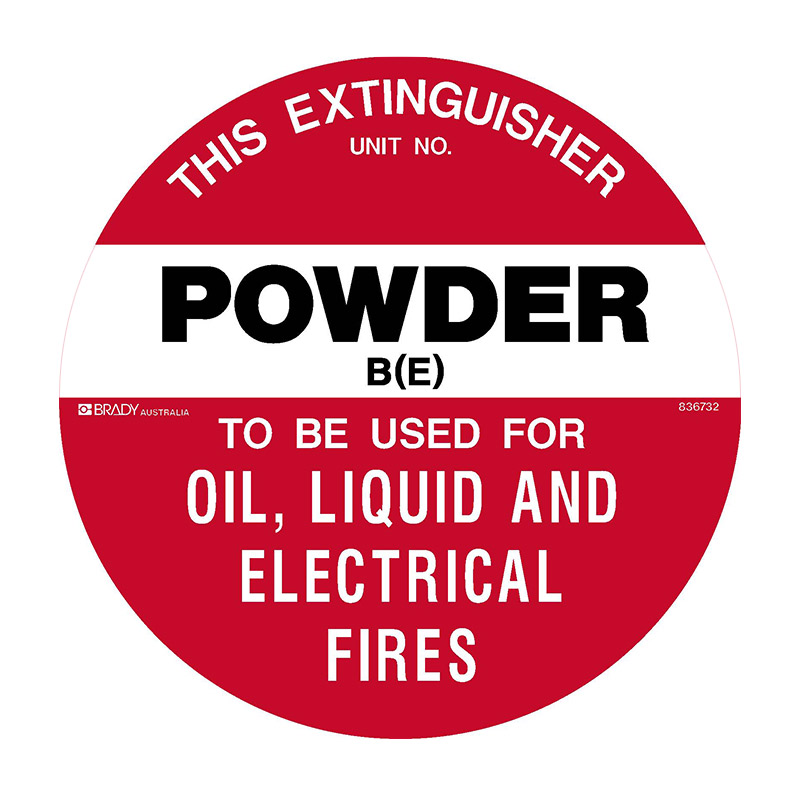 Fire Safety Marker Disc - This Extinguisher Powder B(E) To Be Used For Oil ... - 200mm Dia LUM SS