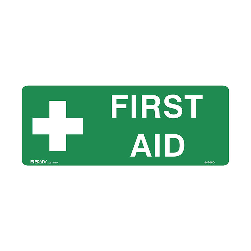First Aid Sign - First Aid (with Picto) - 450x180mm POLY