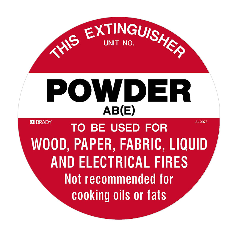 Fire Safety Marker Disc - This Extinguisher Powder AB(E) To Be Used For Wood ... - 200mm Dia POLY