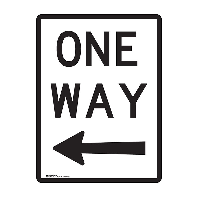 Traffic Control Sign - One Way (with Left Arrow) - 450x600mm MTL