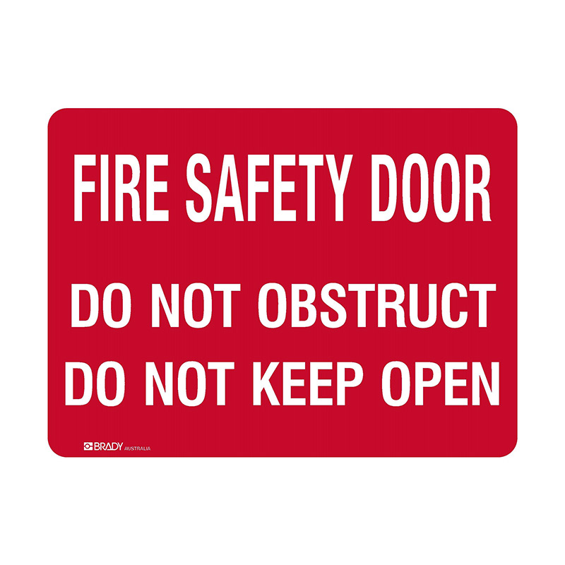 Fire Safety Sign - Fire Safety Door Do Not Obstruct Do Not Keep Open - 300x225mm MTL