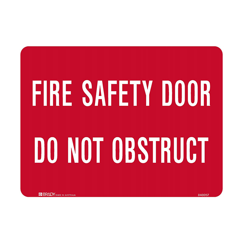 Fire Safety Sign - Fire Safety Door Do Not Obstruct - 300x225mm MTL