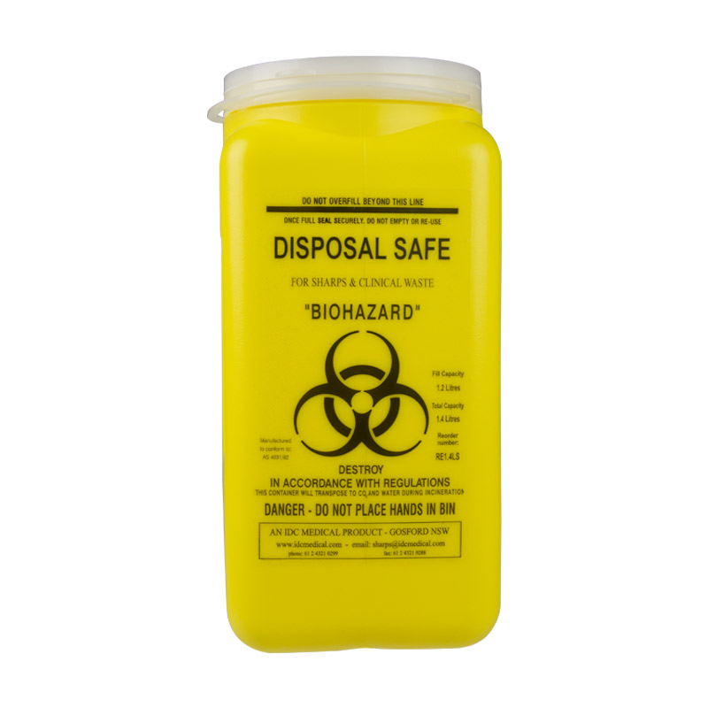 Contaminated Waste And Sharps Disposal Bin 1.4L