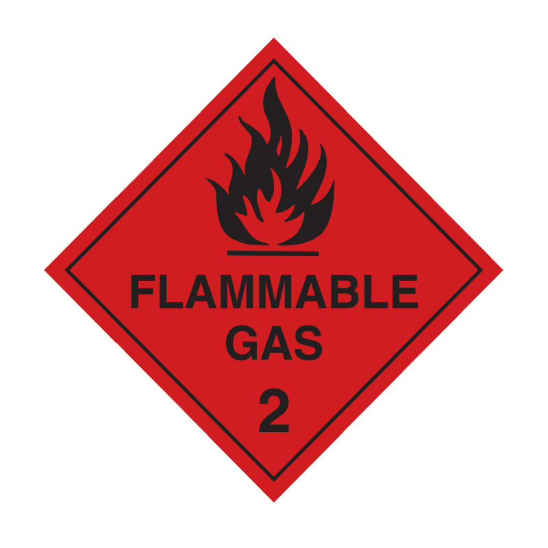 Placard Metal Flammable Gas 2, 270mm (W) x 270mm (H)
