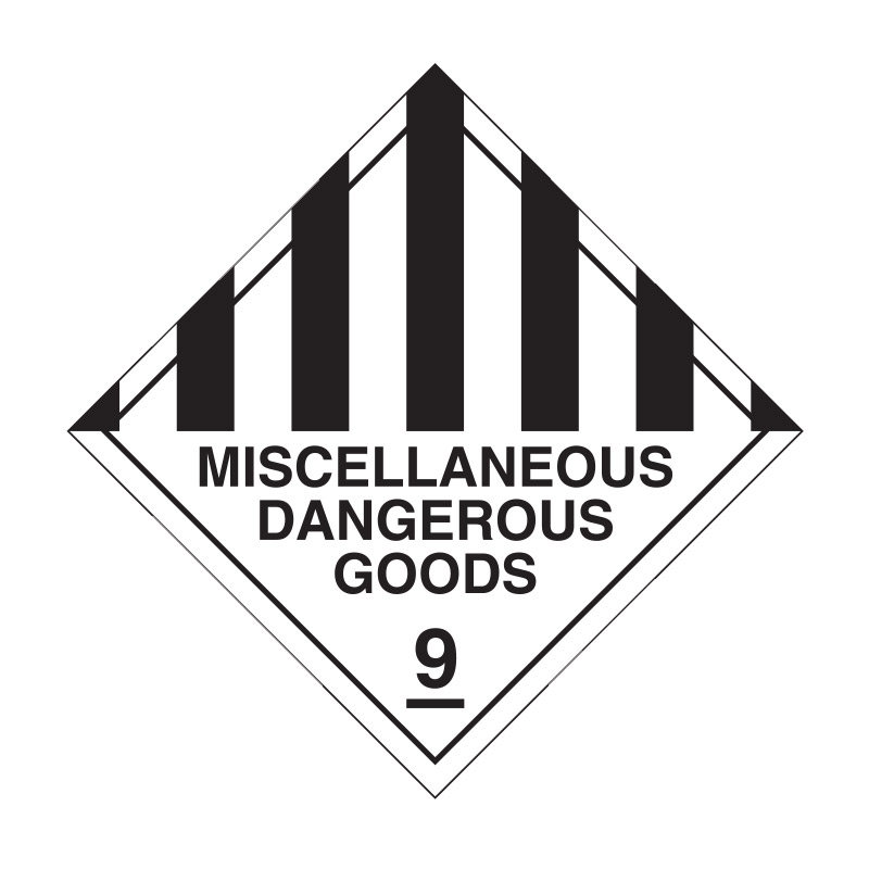 Dangerous Goods Markers - Miscellaneous Dangerous Goods 9, 250mm (W) x 250mm (H), Self Adhesive Vinyl Label