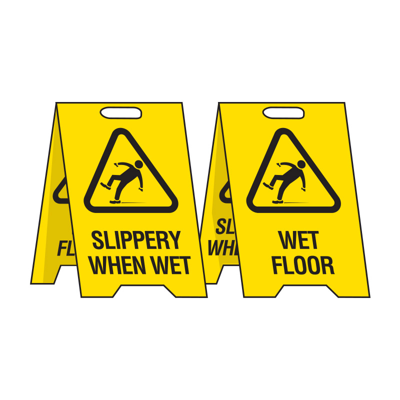Double-sided Multi-Legend Economy Floor Stand/Sign - Slippery When Wet/ Wet Floor