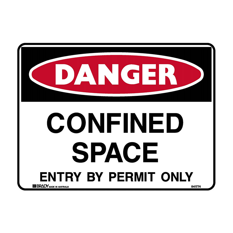 Danger Sign - Confined Space Entry By Permit Only, 300mm (W) x 225mm (H), Metal