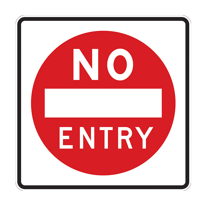 Regulatory Road Signs, R2-4 No Entry, 750mm (W) x 750mm (H) Class 1 (400), Aluminium
