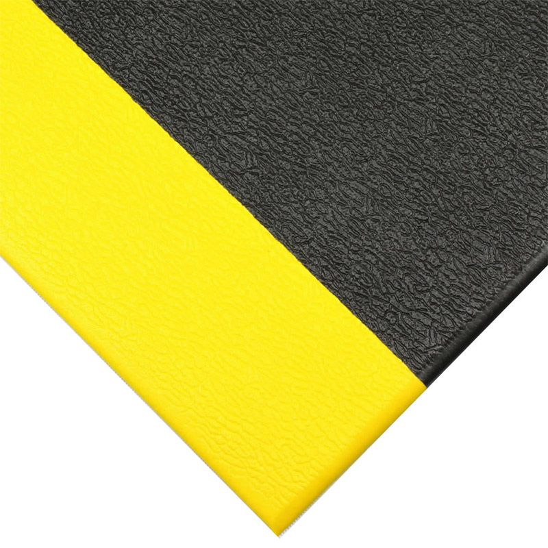 Textured Safety Anti-Fatigue Mat with Yellow Edges 600 x 900mm Black