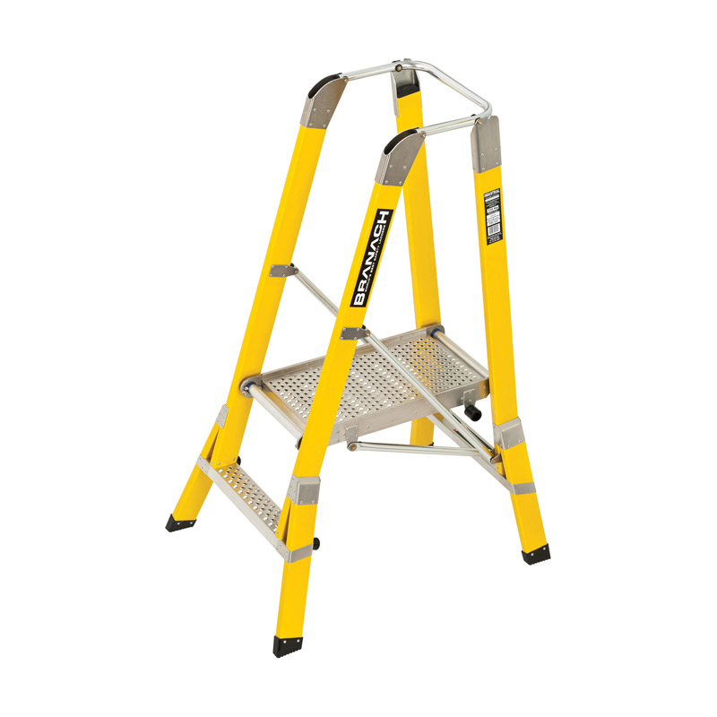 Branach Workmaster Fibreglass Step Platform Ladder 150kg 0.6m