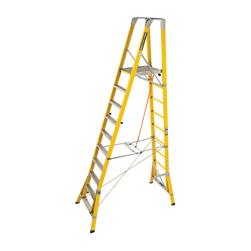 Branach Workmaster Fibreglass Step Platform Ladder 150kg 3.0m