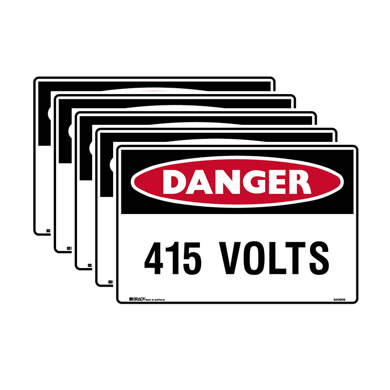 Multi-Pack Danger Labels - 415 Volts - 125x90mm SS