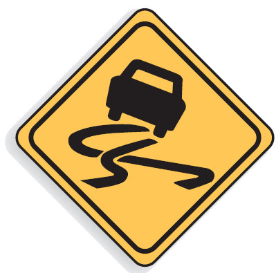 Regulatory Traffic Sign - Slippery When Wet Picto, W5-20, 600 x 600mm, Class 1, Aluminium