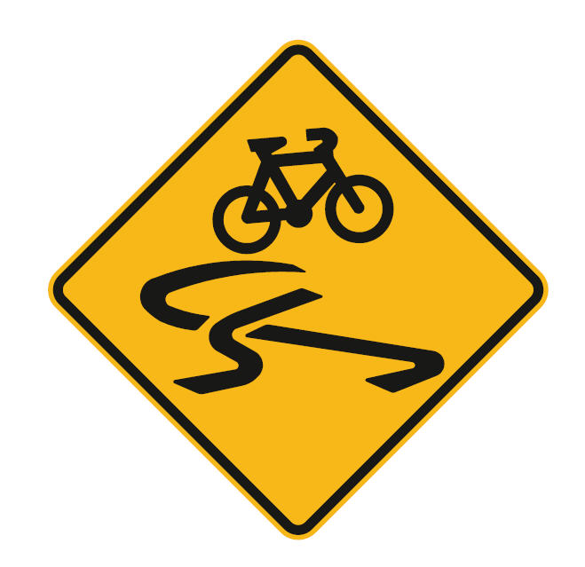 Bicycle Path Signs - Slippery Symbol