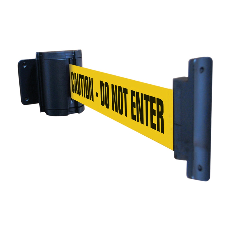 Economy Retractable Wall Mount Belt Barrier System - 2.3m, Caution Do Not Enter