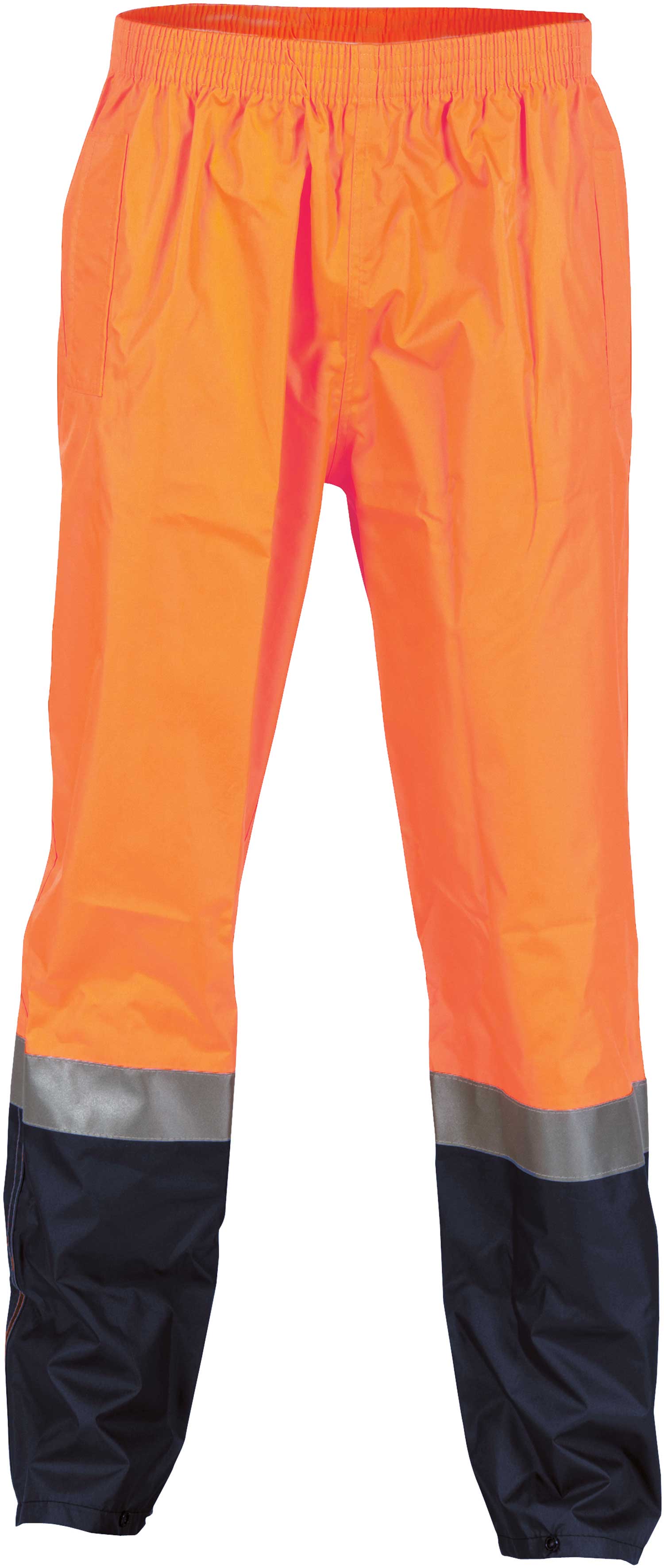 DNC Workwear Rain Wear Pants Hi-Vis Lightweight Orange/Navy - XLrg