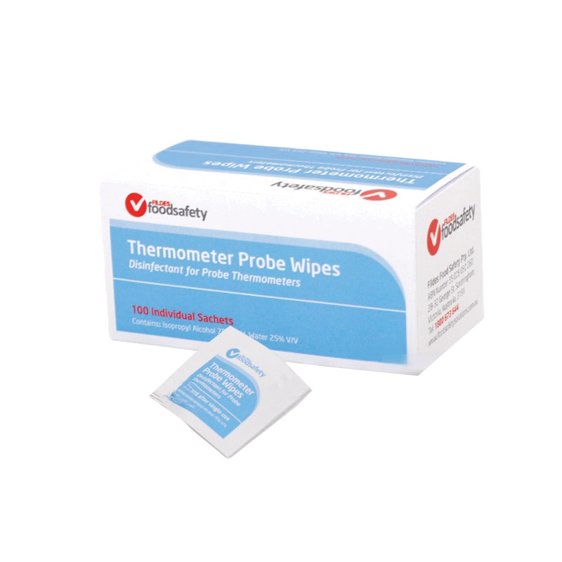 100 Sachets Wipes for Thermometer Probes Antibacterial Alcohol