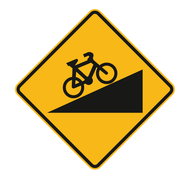 Bicycle Path Sign - Steep Climb
