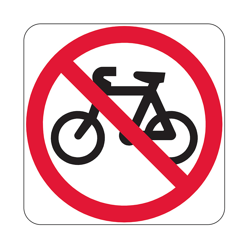 Bicycle Prohibited Sign - Class 1 Reflective Aluminium, 600mm x 600mm (H x W)