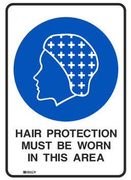 Toughwash® Mandatory Signs - Hair Protection Must Be Worn In This Area