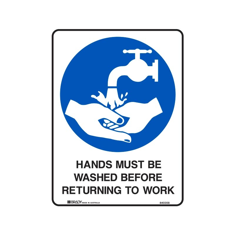 A4 Mandatory Sign - Hands Must Be Washed, Polypropylene