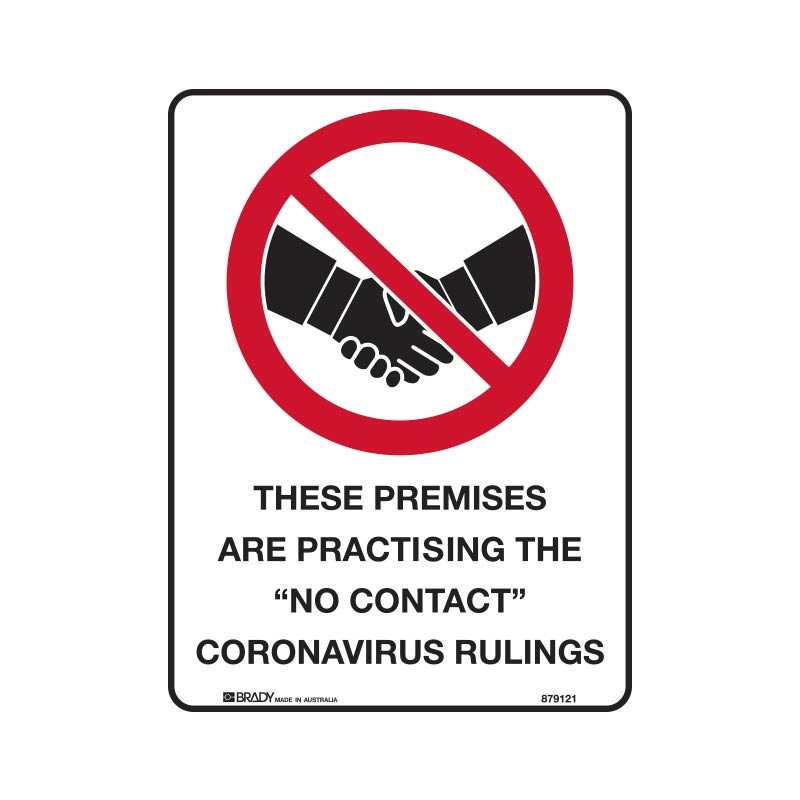 A4 Prohibition Sign - No Contact Covid Rulings, Polypropylene