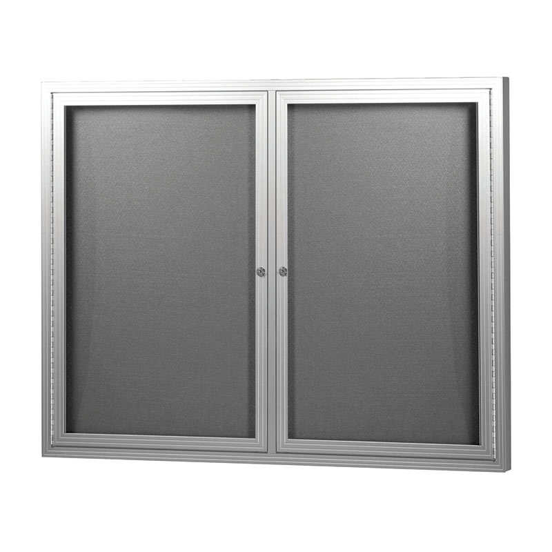 Visionchart Grey Hinged 2 Door Noticeboard - 1220 x 915mm