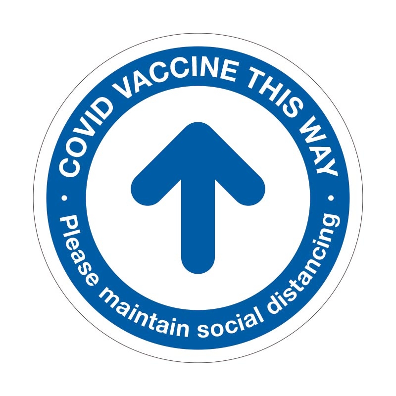 Floor Marking Sign - COVID Vaccine This Way, 300mm