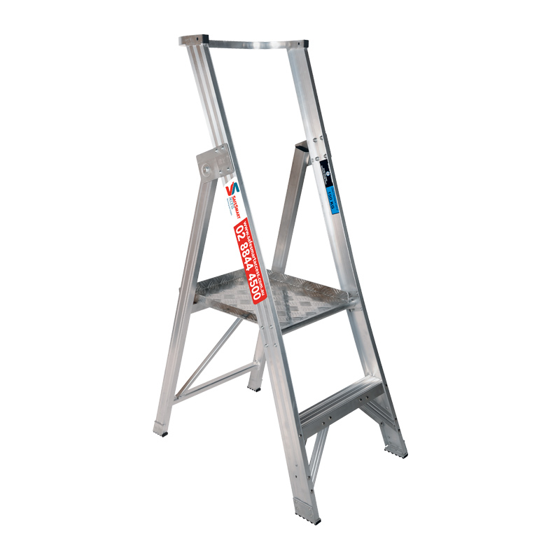 Trade Series Platform Ladder Industrial Rated 180kg 2 Step 0.6m Aluminium
