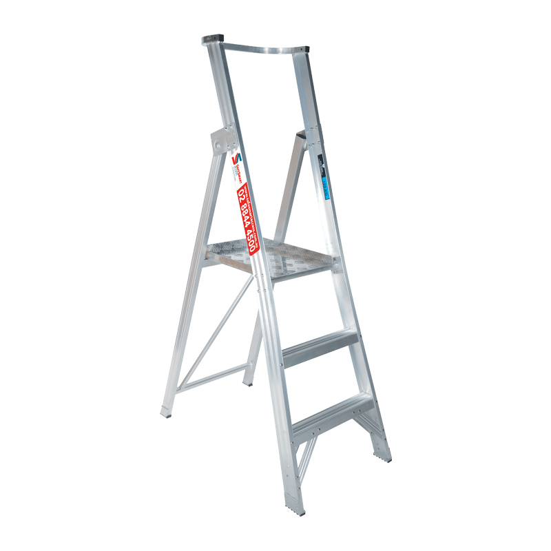 Trade Series Platform Ladder Industrial Rated 180kg 3 Step 0.9m Aluminium