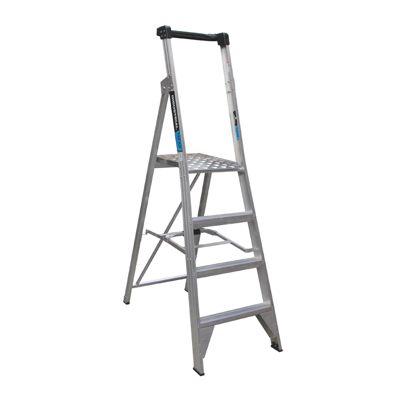 Trade Series Platform Ladder Industrial Rated 180kg 4 Step 1.2m Aluminium