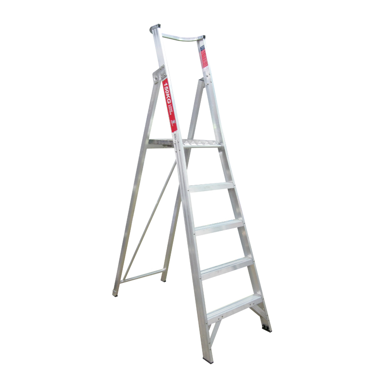 Trade Series Platform Ladder Industrial Rated 180kg 5 Step 1.5m Aluminium