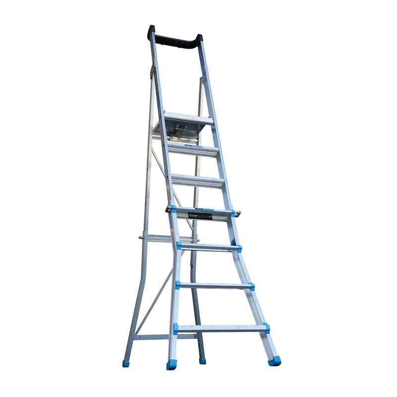 Trade Series Platform Ladder Industrial Rated 180kg 7 Step 2.1m Aluminium