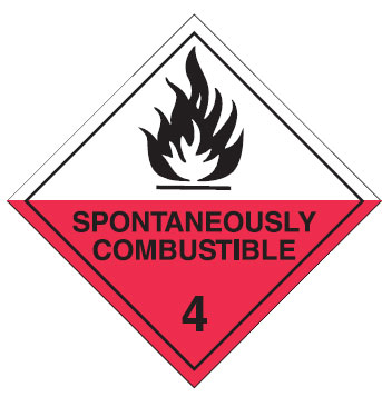 Hazardous Material Placards, Label - Spontaneously Combustible 4