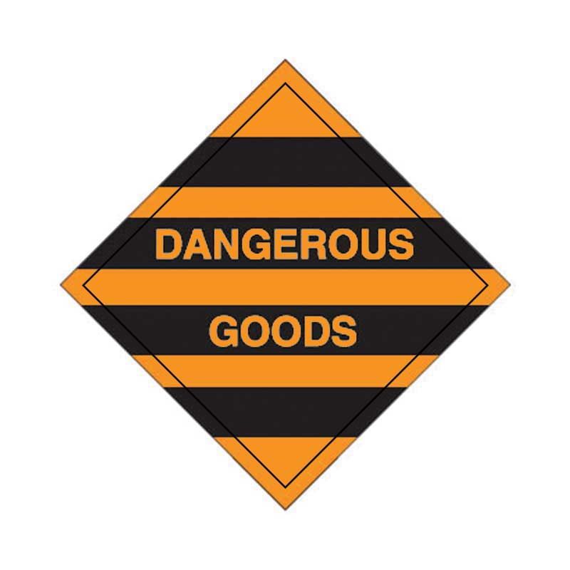 Hazardous Material Placards, Label - Dangerous Goods, Black/Orange, 200 x 200mm, Self Adhesive Vinyl
