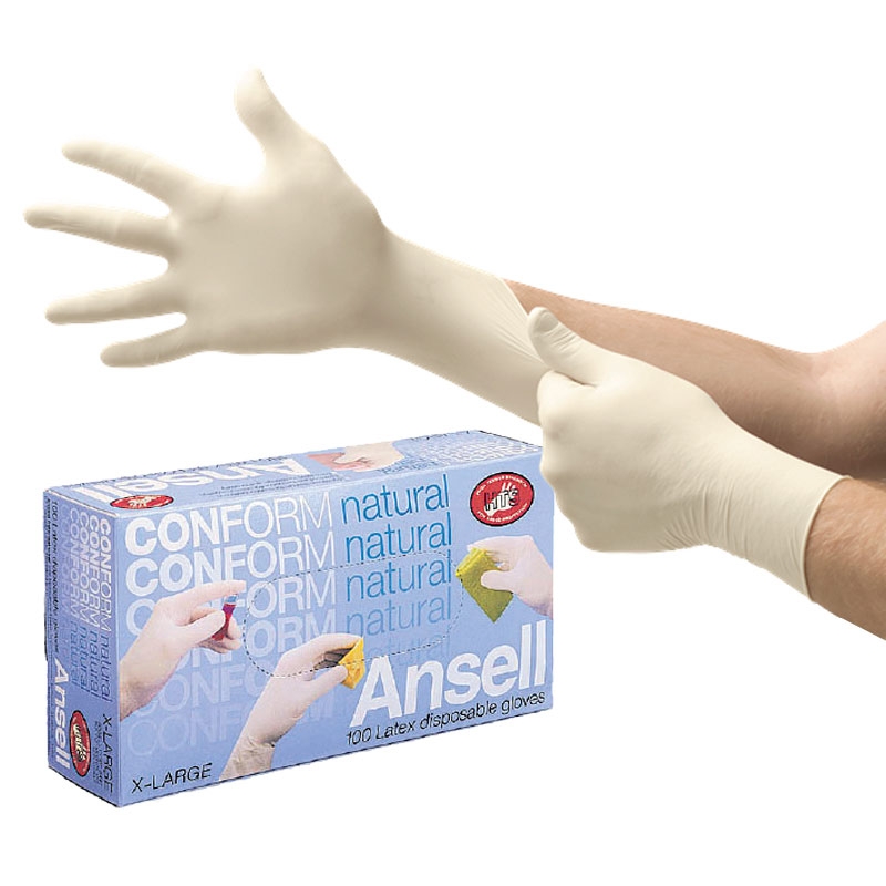Ansell Non-Sterile Latex Gloves S/M/L/XL Box of 100