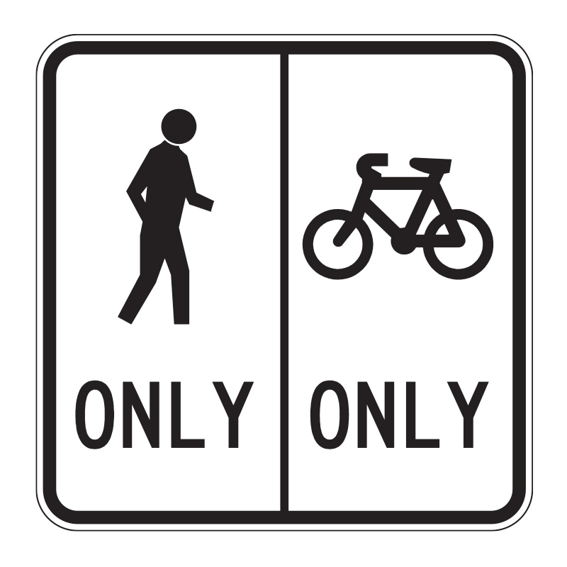 Bicycles only/Pedestrians only - Bicycle on Right