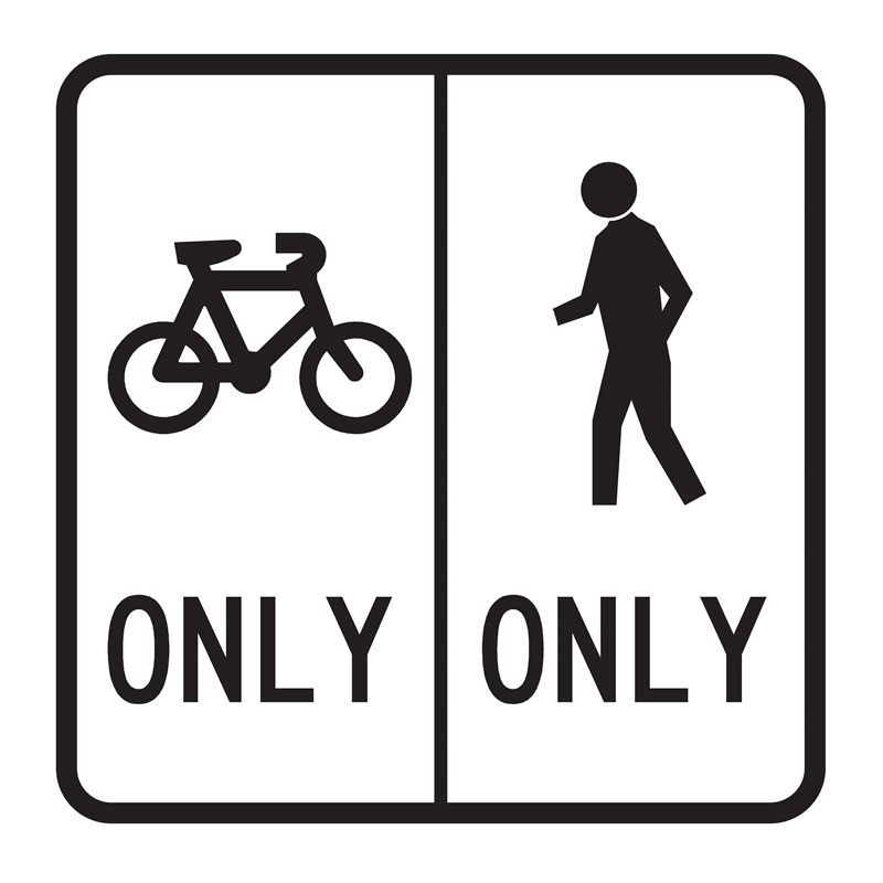 Bicycles only/Pedestrians only - Bicycle on Left