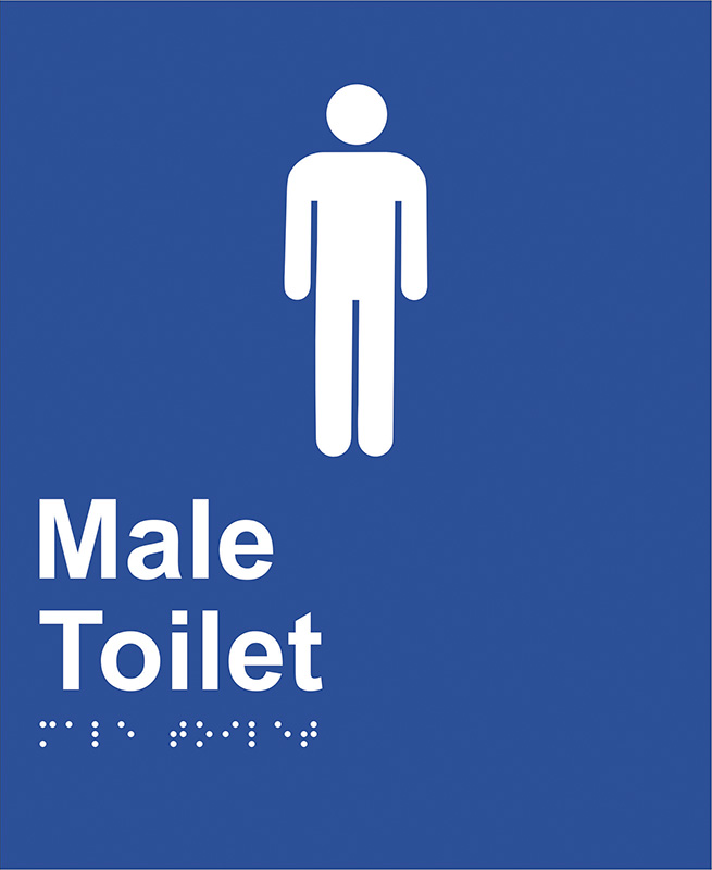 Braille Sign - Male Toilet, ABS Plastic, 220 x 180 mm